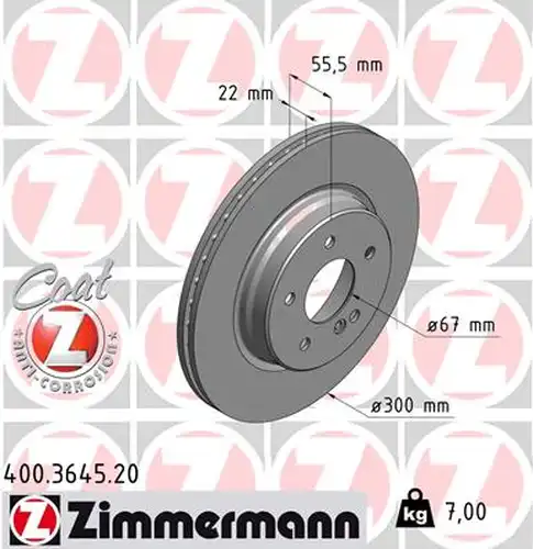 спирачен диск ZIMMERMANN 400.3645.20