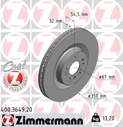 спирачен диск ZIMMERMANN 400.3649.20