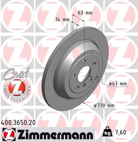 спирачен диск ZIMMERMANN 400.3650.20