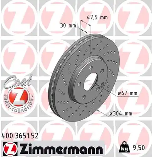 спирачен диск ZIMMERMANN 400.3651.52