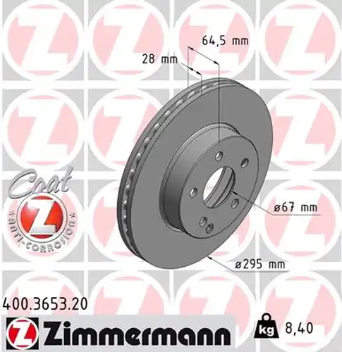 спирачен диск ZIMMERMANN 400.3653.20