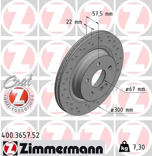 спирачен диск ZIMMERMANN 400.3657.52