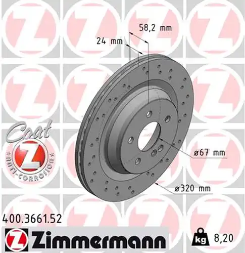 спирачен диск ZIMMERMANN 400.3661.52