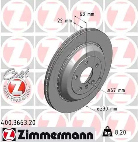 спирачен диск ZIMMERMANN 400.3663.20