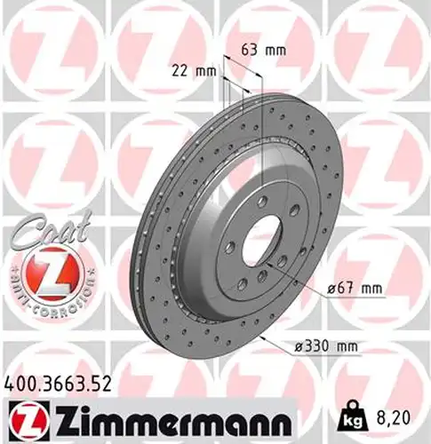 спирачен диск ZIMMERMANN 400.3663.52