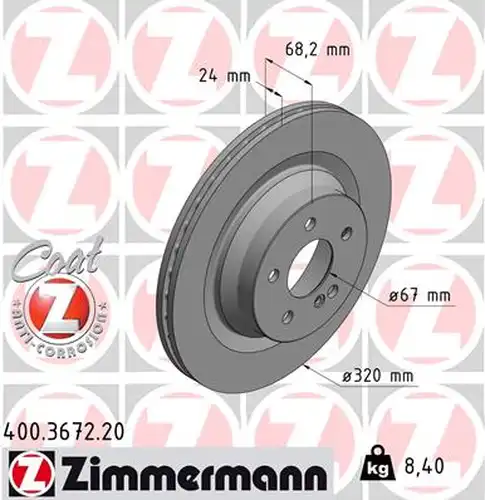 спирачен диск ZIMMERMANN 400.3672.20