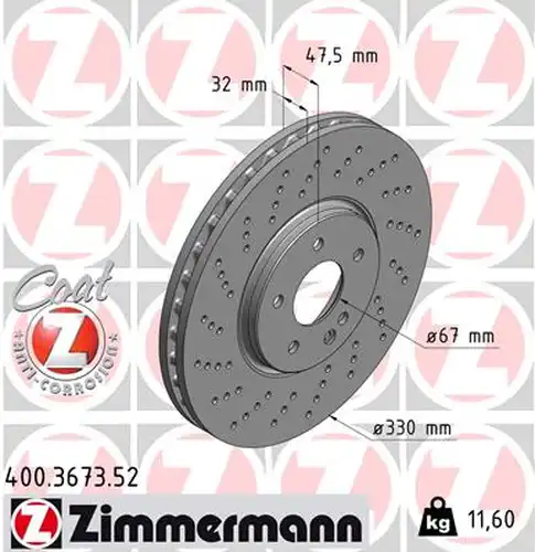 спирачен диск ZIMMERMANN 400.3673.52