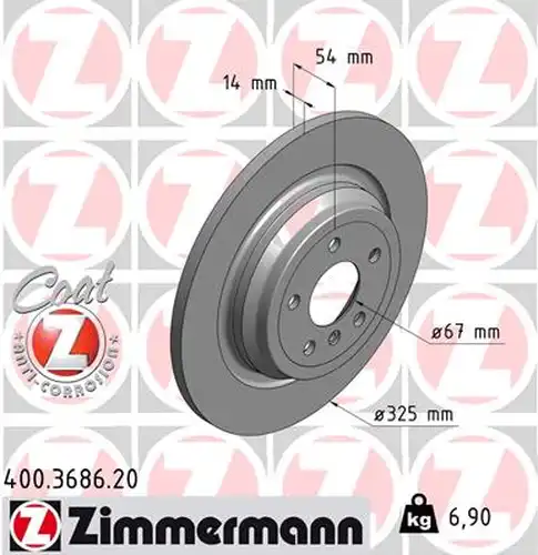 спирачен диск ZIMMERMANN 400.3686.20