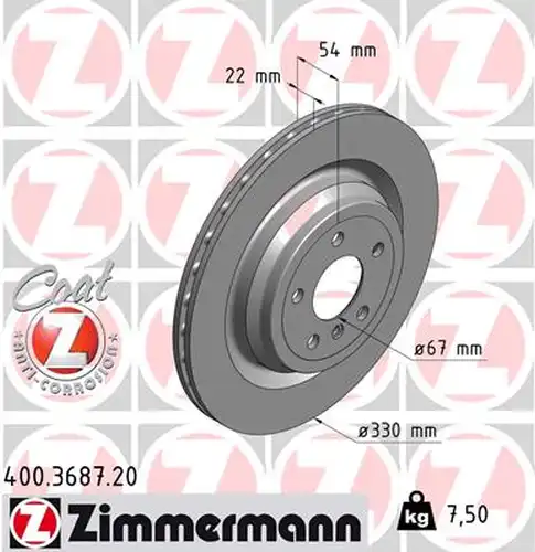 спирачен диск ZIMMERMANN 400.3687.20