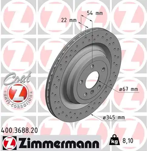 спирачен диск ZIMMERMANN 400.3688.20