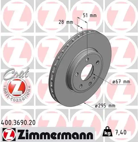 спирачен диск ZIMMERMANN 400.3690.20