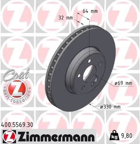 спирачен диск ZIMMERMANN 400.5569.30