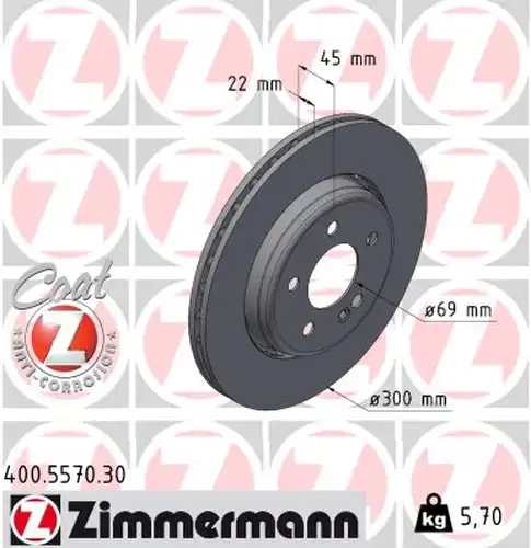 спирачен диск ZIMMERMANN 400.5570.30