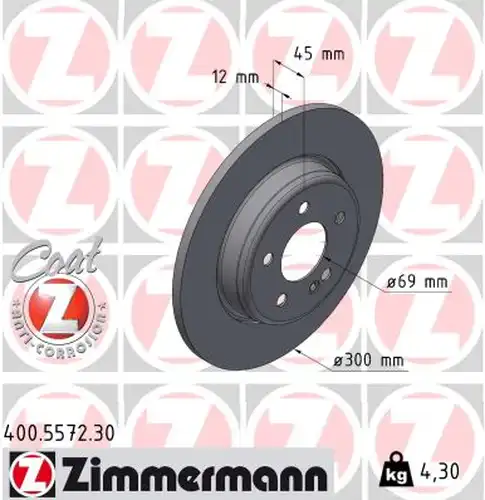 спирачен диск ZIMMERMANN 400.5572.30