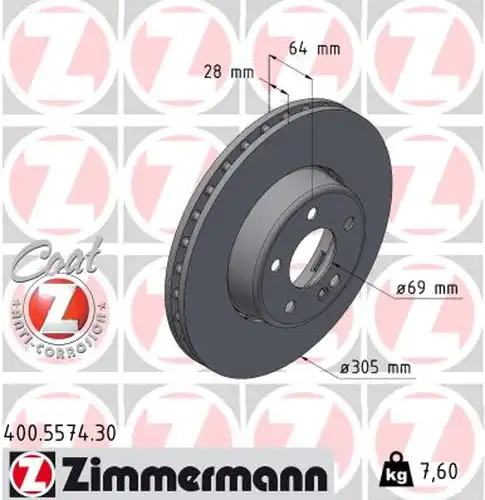 спирачен диск ZIMMERMANN 400.5574.30