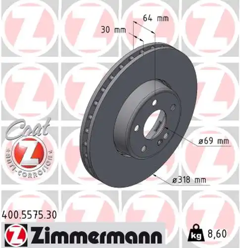 спирачен диск ZIMMERMANN 400.5575.30