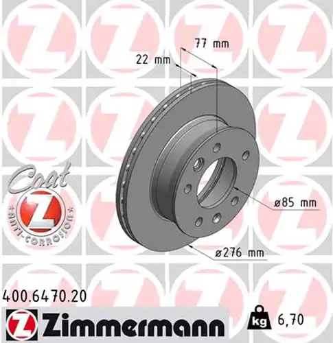 спирачен диск ZIMMERMANN 400.6470.20