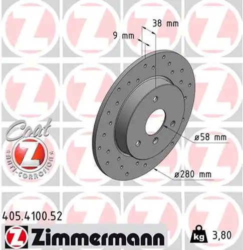 спирачен диск ZIMMERMANN 405.4100.52