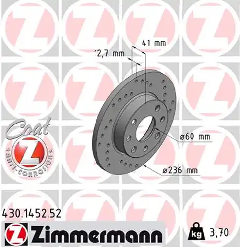 спирачен диск ZIMMERMANN 430.1452.52