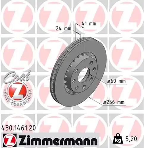 спирачен диск ZIMMERMANN 430.1461.20