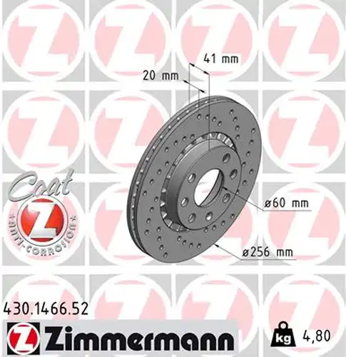 спирачен диск ZIMMERMANN 430.1466.52