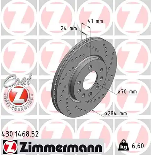 спирачен диск ZIMMERMANN 430.1468.52