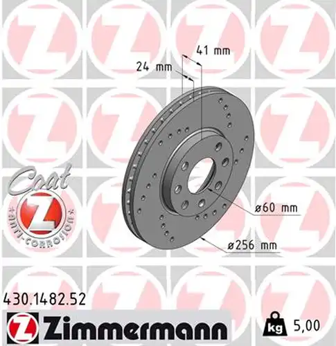 спирачен диск ZIMMERMANN 430.1482.52