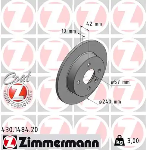 спирачен диск ZIMMERMANN 430.1484.20