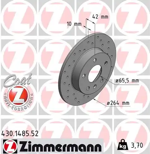 спирачен диск ZIMMERMANN 430.1485.52