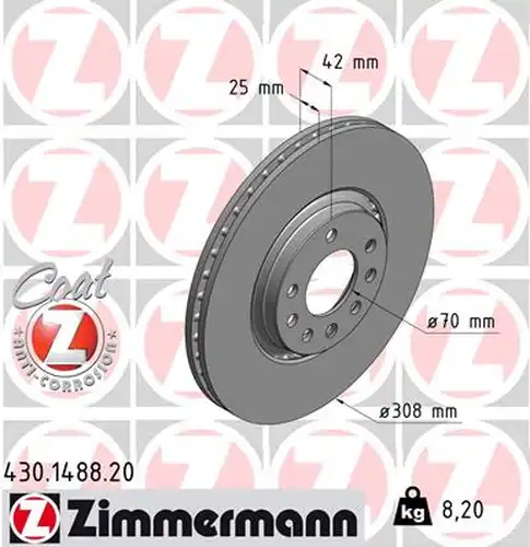 спирачен диск ZIMMERMANN 430.1488.20