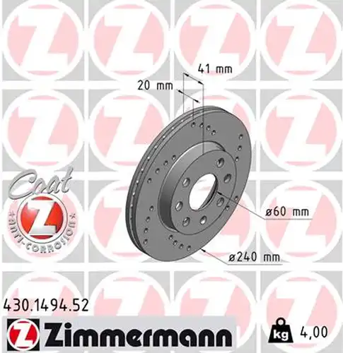 спирачен диск ZIMMERMANN 430.1494.52