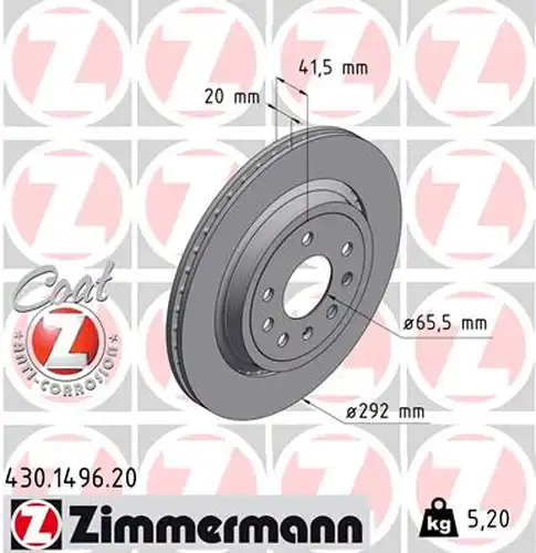 спирачен диск ZIMMERMANN 430.1496.20