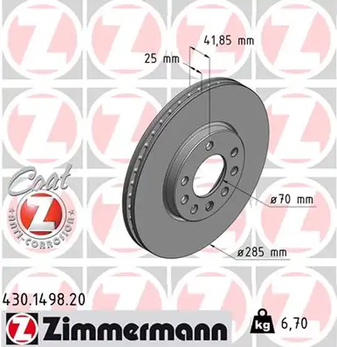 спирачен диск ZIMMERMANN 430.1498.20