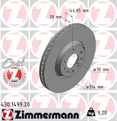 спирачен диск ZIMMERMANN 430.1499.20