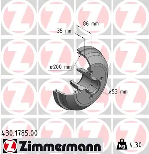 спирачен барабан ZIMMERMANN 430.1785.00