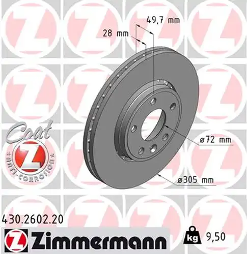 спирачен диск ZIMMERMANN 430.2602.20