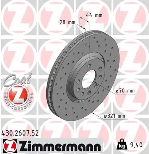 спирачен диск ZIMMERMANN 430.2607.52