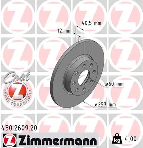 спирачен диск ZIMMERMANN 430.2609.20