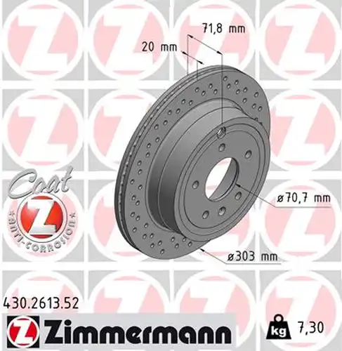 спирачен диск ZIMMERMANN 430.2613.52