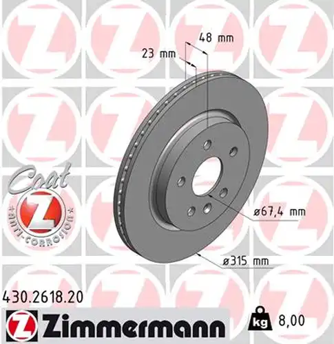 спирачен диск ZIMMERMANN 430.2618.20