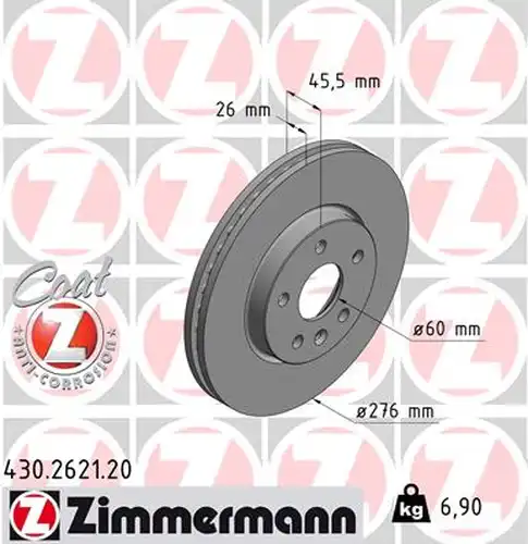 спирачен диск ZIMMERMANN 430.2621.20