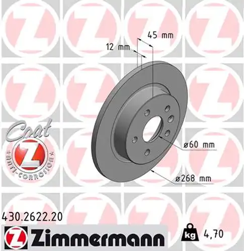 спирачен диск ZIMMERMANN 430.2622.20