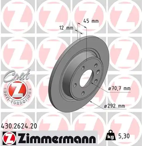 спирачен диск ZIMMERMANN 430.2624.20