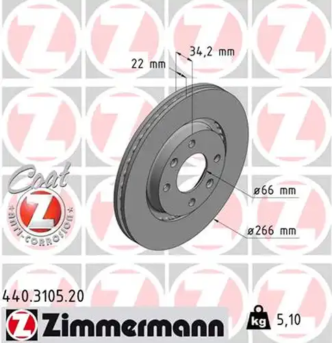 спирачен диск ZIMMERMANN 440.3105.20