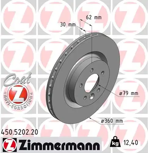 спирачен диск ZIMMERMANN 450.5202.20