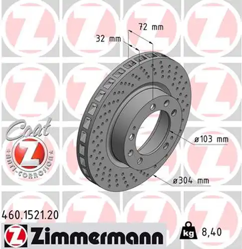 спирачен диск ZIMMERMANN 460.1521.20