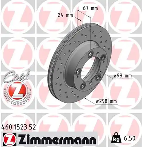 спирачен диск ZIMMERMANN 460.1523.52