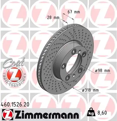 спирачен диск ZIMMERMANN 460.1526.20