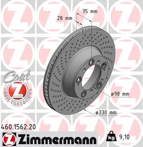 спирачен диск ZIMMERMANN 460.1562.20