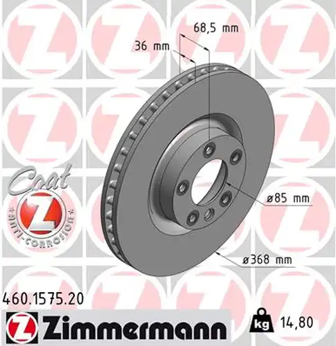 спирачен диск ZIMMERMANN 460.1575.20